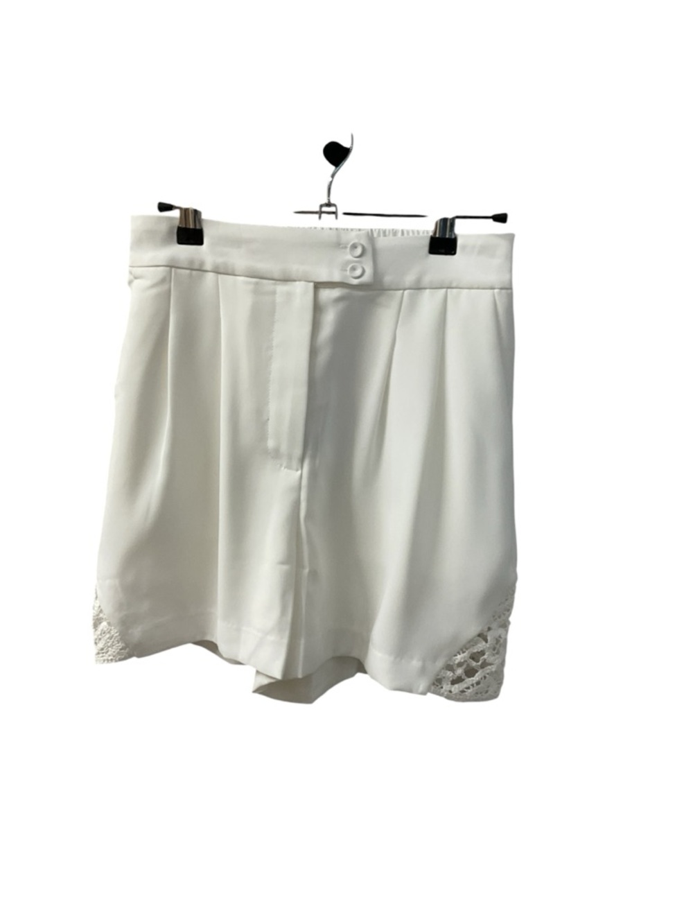 Women's White Crochet Trim Shorts